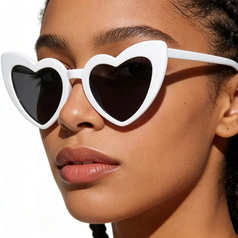 Sunglasses Uv400 - Cartoon White Heart Sunglasses Women Fashion